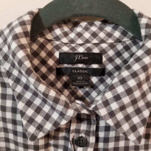 J. Crew Women’s Classic Boy Shirt in Mini Buffalo Check Flannel - Gray - Sz 10 - Picture 3 of 8